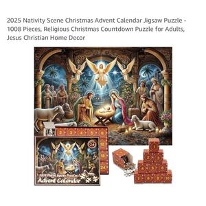 Advent Calendar 2025 Jigsaw Puzzles, 1008 Pieces Nativity Puzzles Countdown Cale